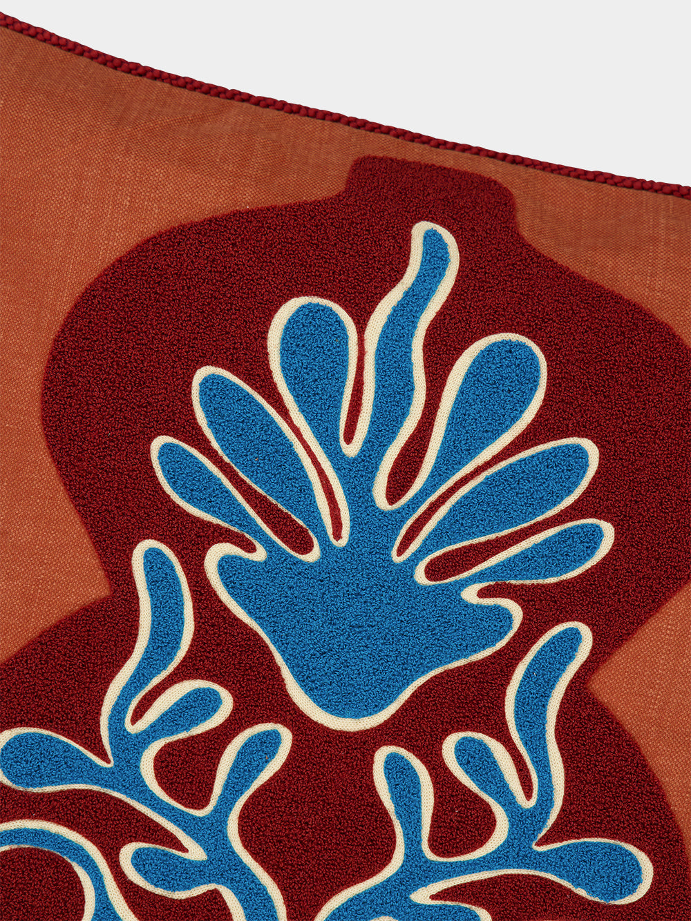 Teles Brick Cotton Linen and Chenille Embroidered Cushion