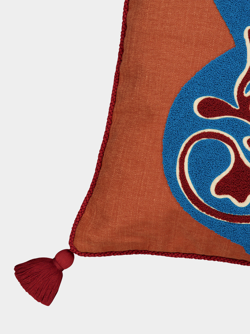 Teles Brick Cotton Linen and Chenille Embroidered Cushion