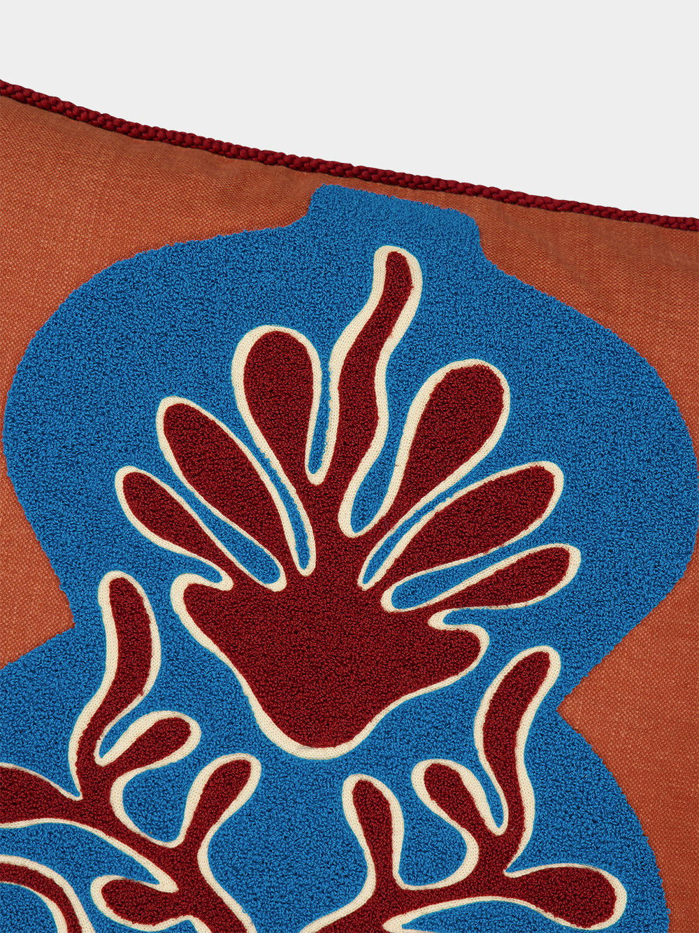 Teles Brick Cotton Linen and Chenille Embroidered Cushion