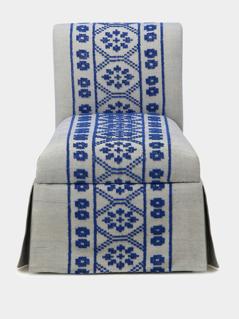 Handmade Inês Blue Cotton Linen Slipper Chair