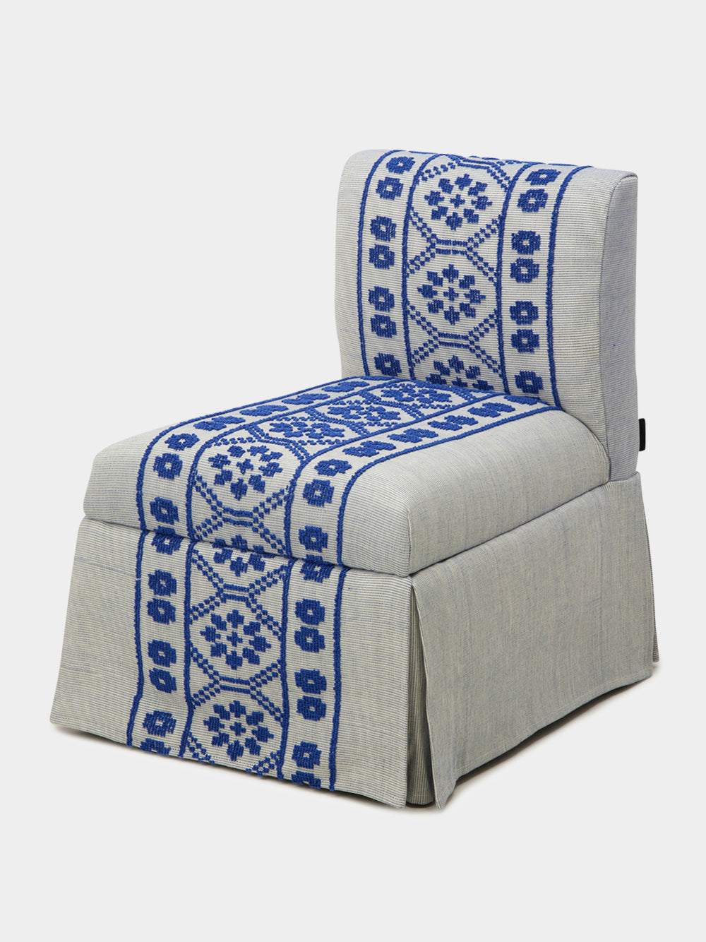 Handmade Inês Blue Cotton Linen Slipper Chair