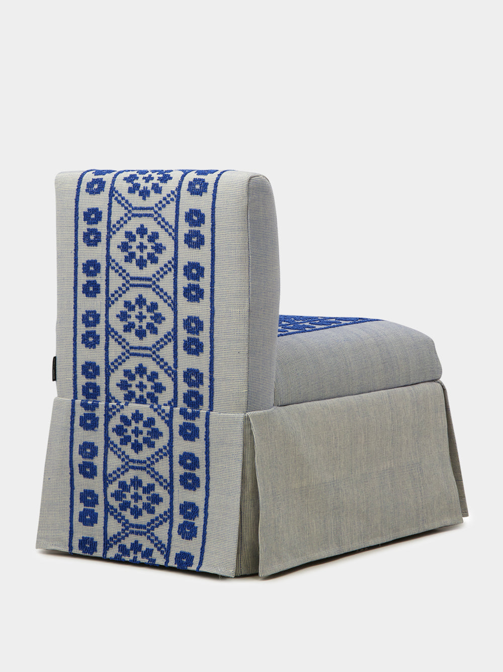 Handmade Inês Blue Cotton Linen Slipper Chair