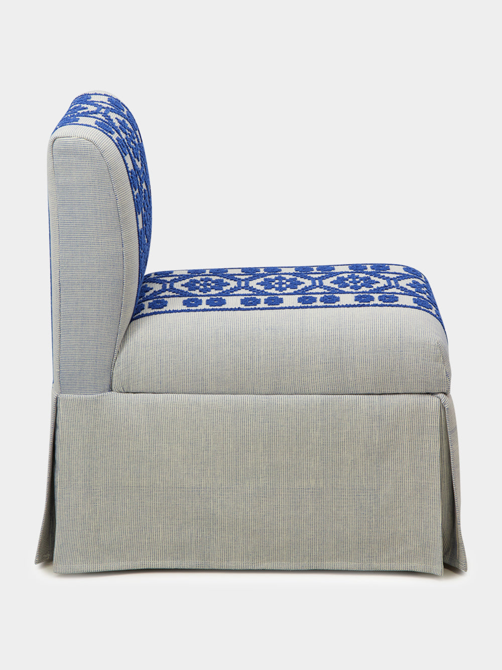 Handmade Inês Blue Cotton Linen Slipper Chair