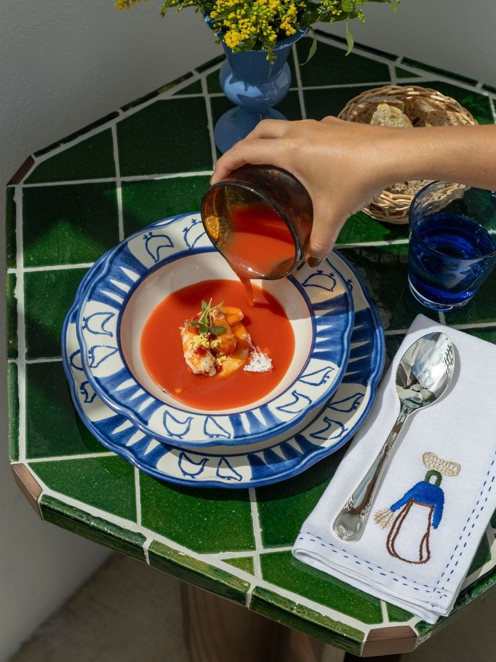 Hand-Painted Comporta The Farmer Stoneware Soup Plate