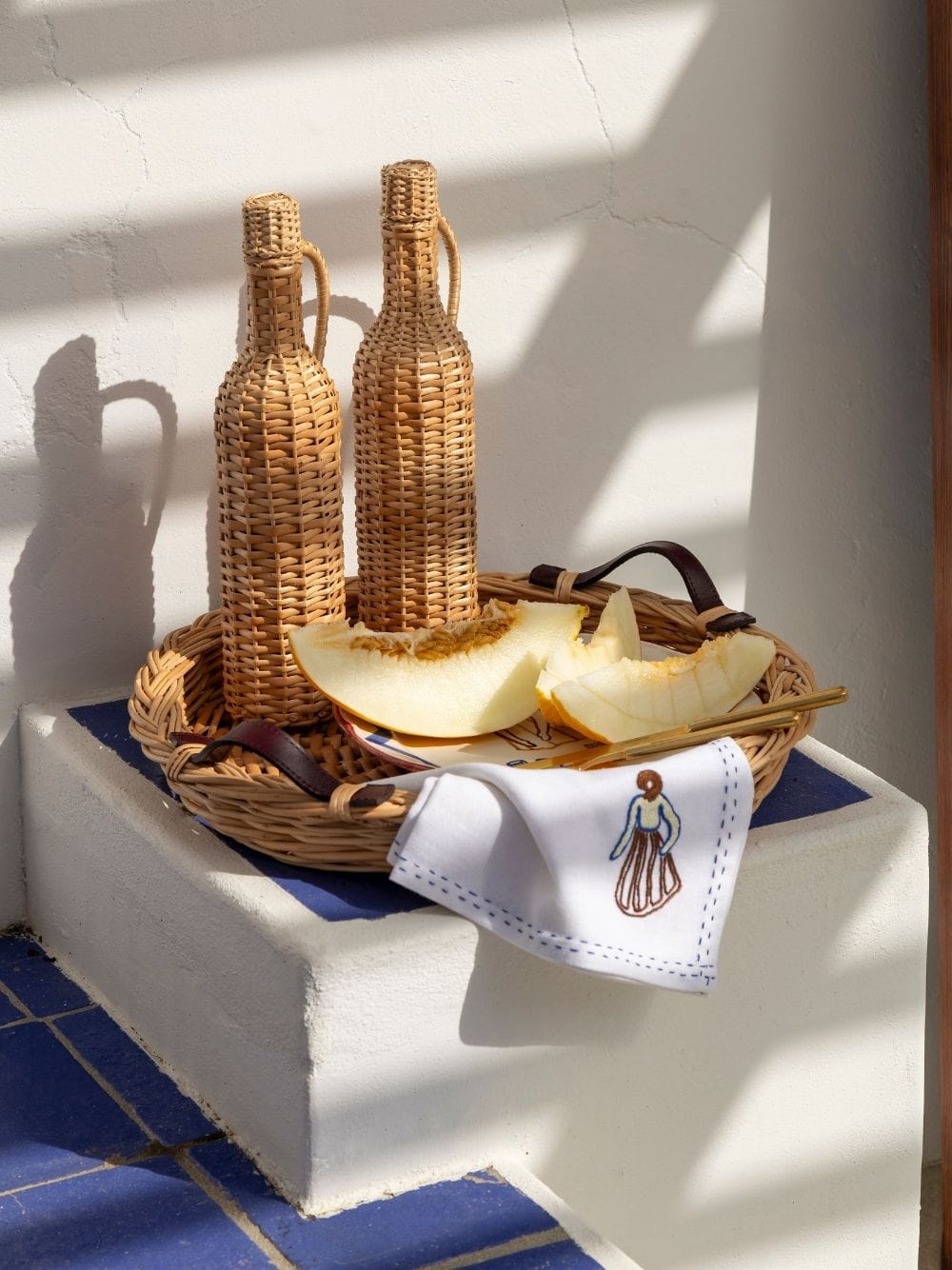 Handmade Camacha Natural Wicker Glass Flask