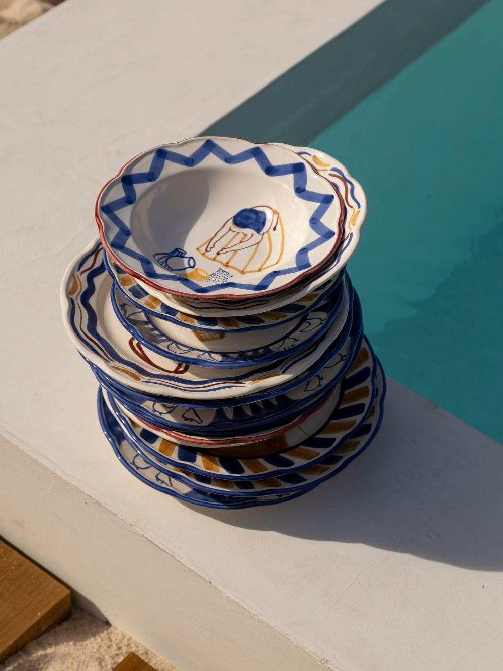 Hand-Painted Comporta The Water Carrier Stoneware Soup Plate