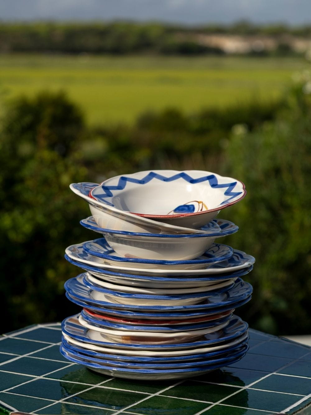 Hand-Painted Comporta The Water Carrier Stoneware Dinner Plate