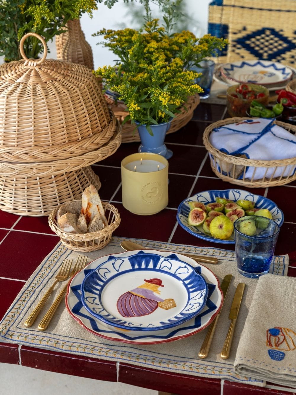 Hand-Painted Comporta The Farmer Stoneware Dessert Plate