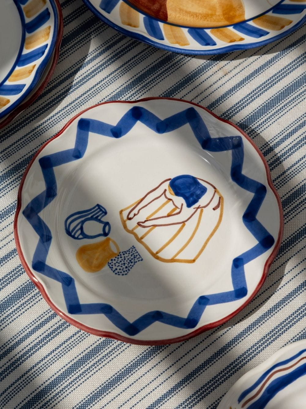 Hand-Painted Comporta The Water Carrier Stoneware Dessert Plate