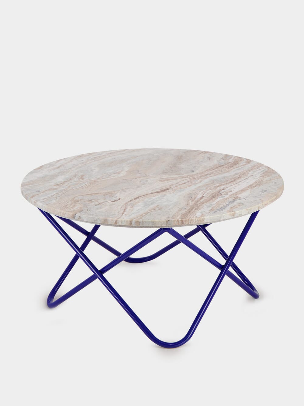 Evoramonte Marble and Blue Metal Coffee Table