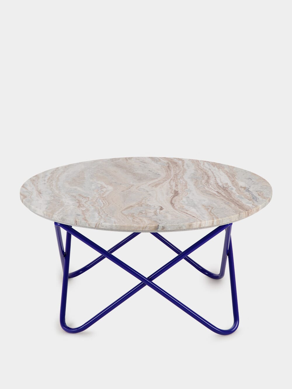 Evoramonte Marble and Blue Metal Coffee Table