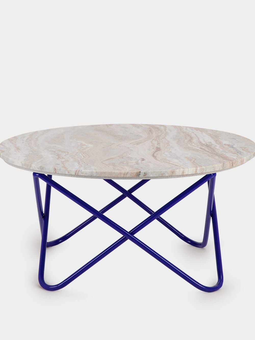 Evoramonte Marble and Blue Metal Coffee Table