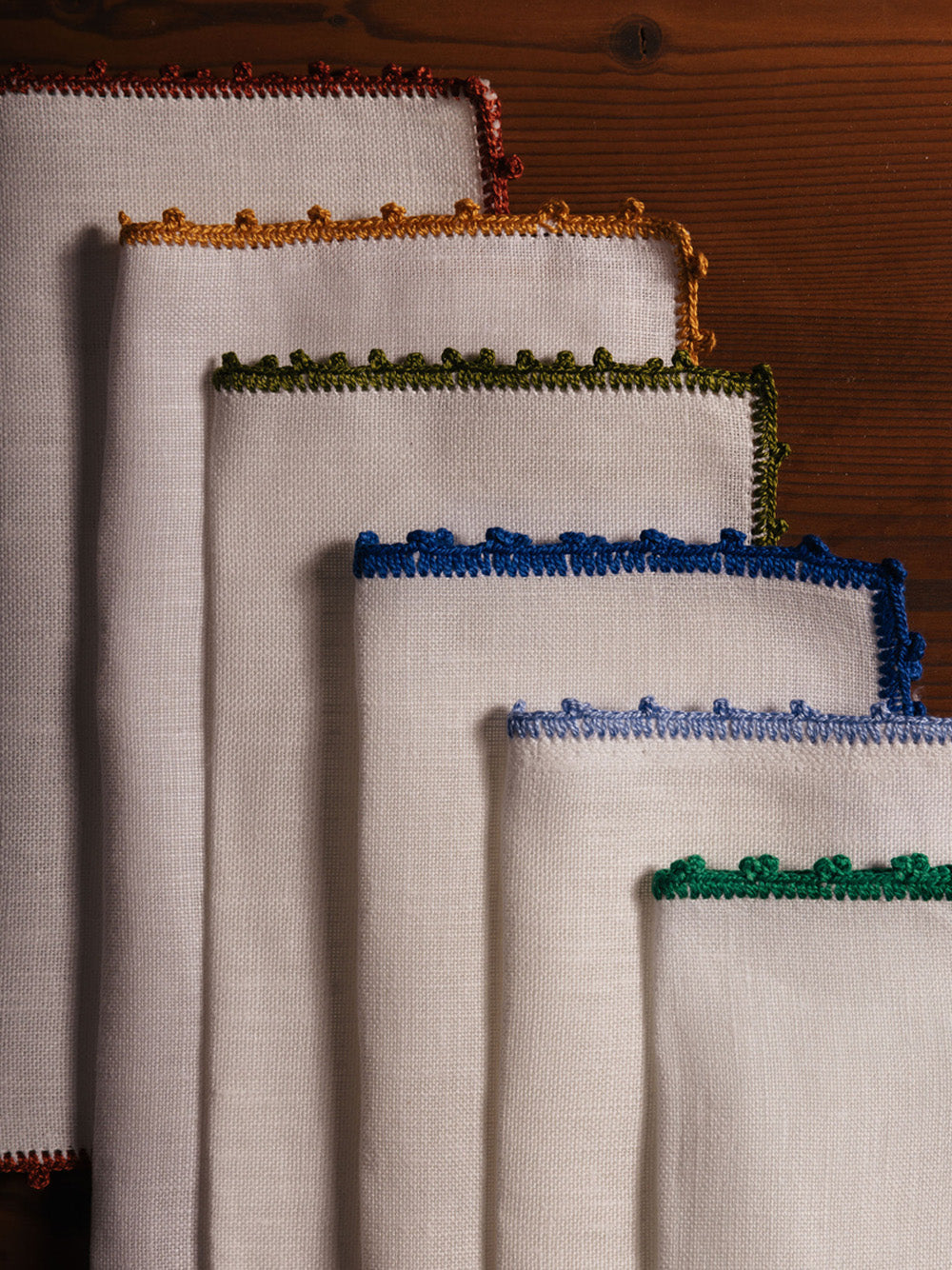 Hand Embroidered Teresa White and Blue Napkin