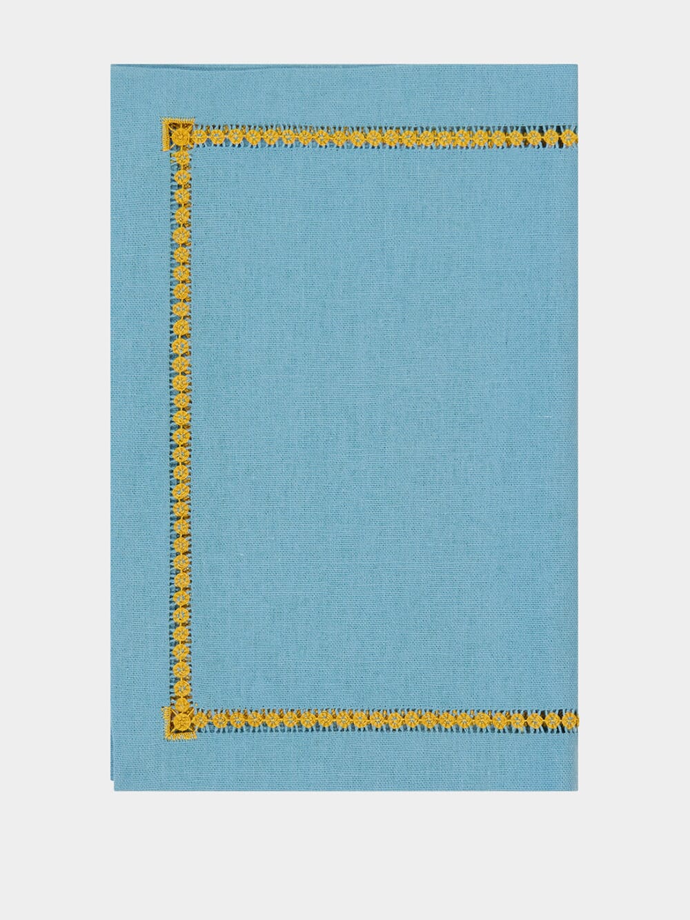 Hand Embroidered Maria Turquoise and Yellow Placemat