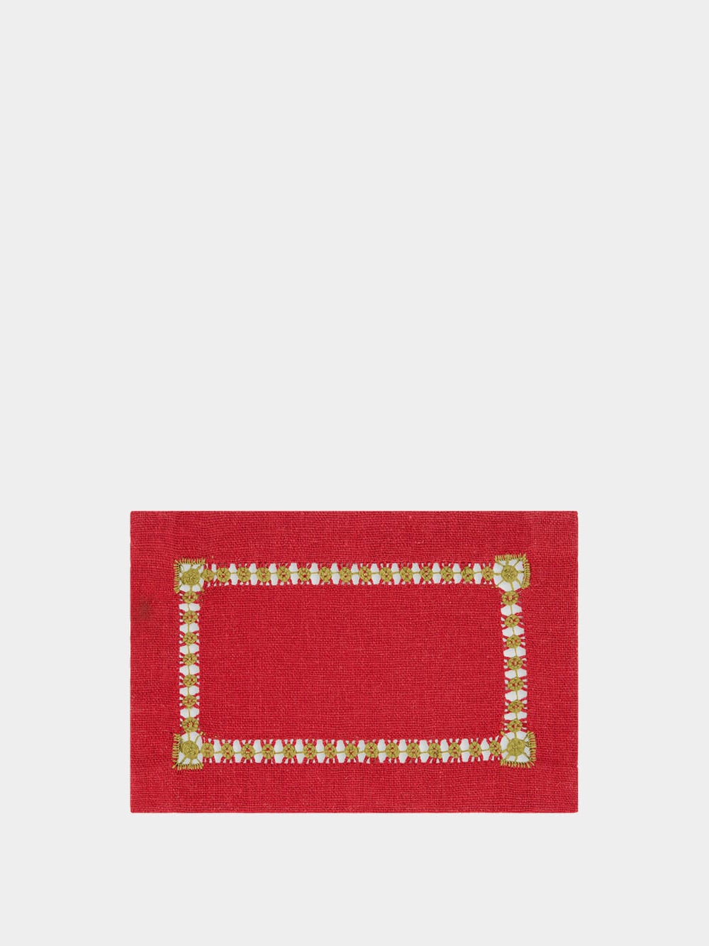 Hand Embroidered Maria Red and Green Cocktail Napkin