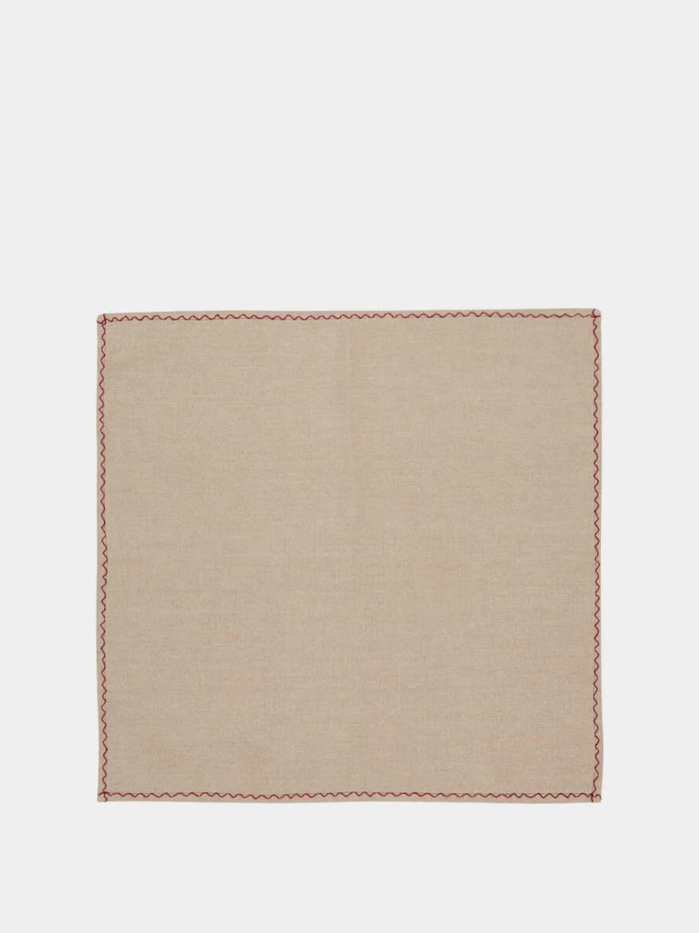 Hand-Embroidered Viana Beige Linen with Red Embroidery Placemat and Napkin Set