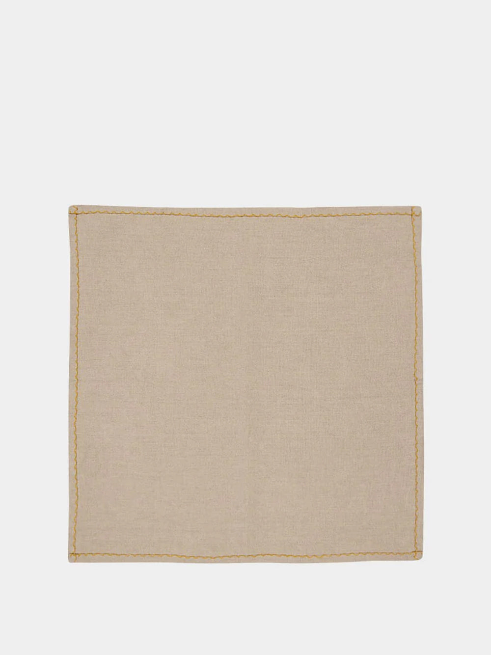 Hand-Embroidered Viana Beige Linen with Yellow Embroidery Placemat and Napkin Set