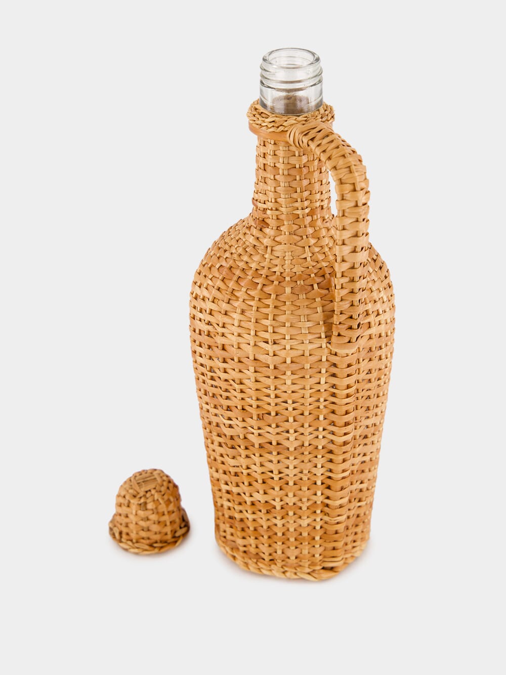 Handmade Camacha Natural Wicker Glass Flask