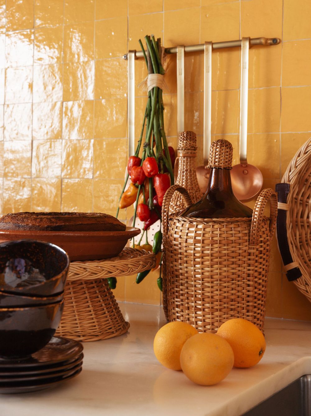 Handmade Camacha Natural Wicker Glass Flask