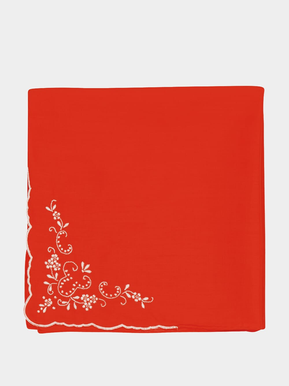 Hand Embroidered Gardenia Santana Red Napkin