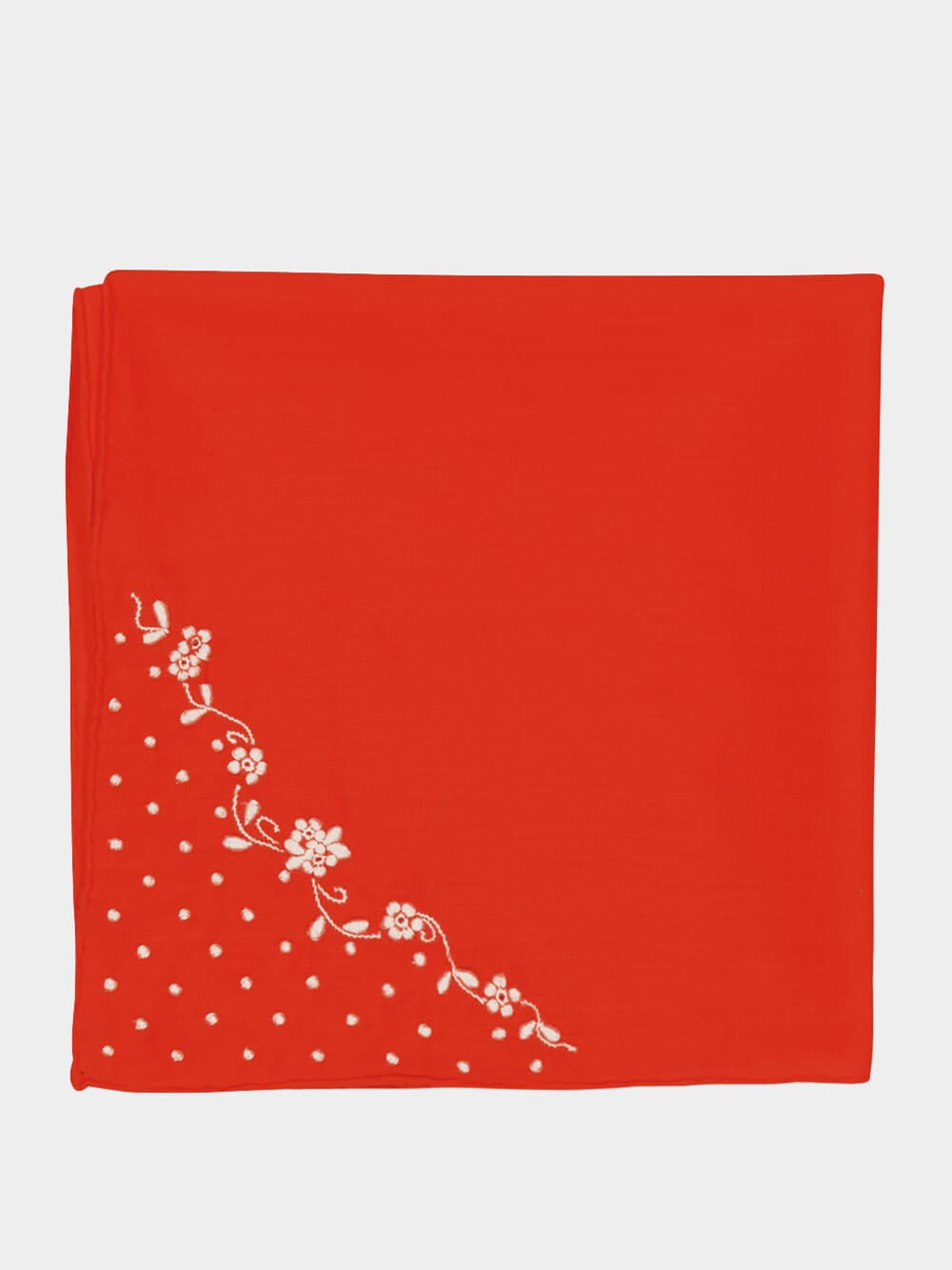 Hand Embroidered Polka Dots Santana Red Cotton Napkin