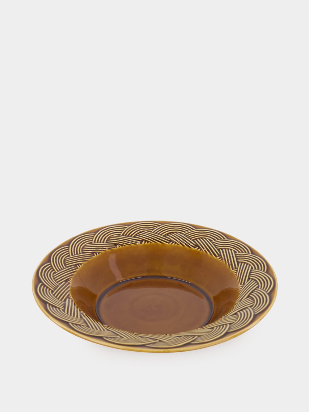 Vime Brown Ceramic Soup Plate