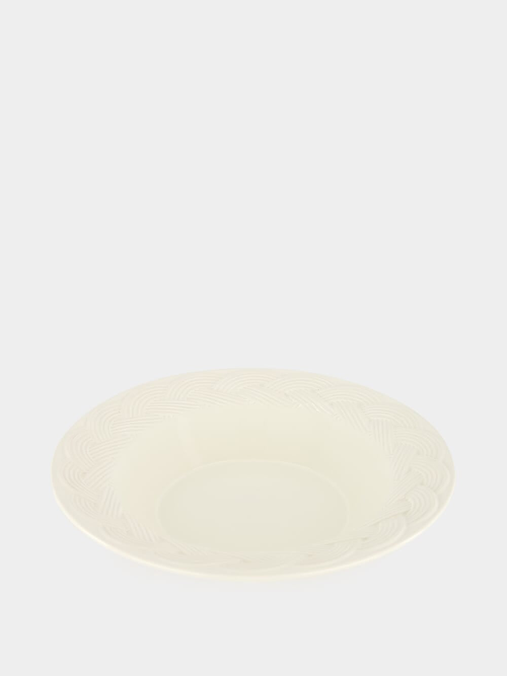 Vime White Ceramic Soup Plate