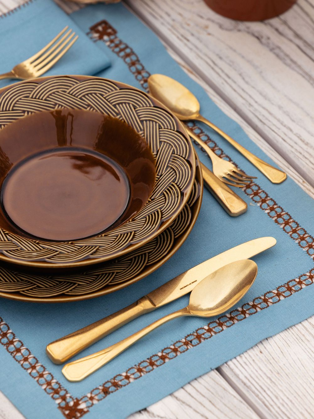 Vime Brown Ceramic Dinner Plate