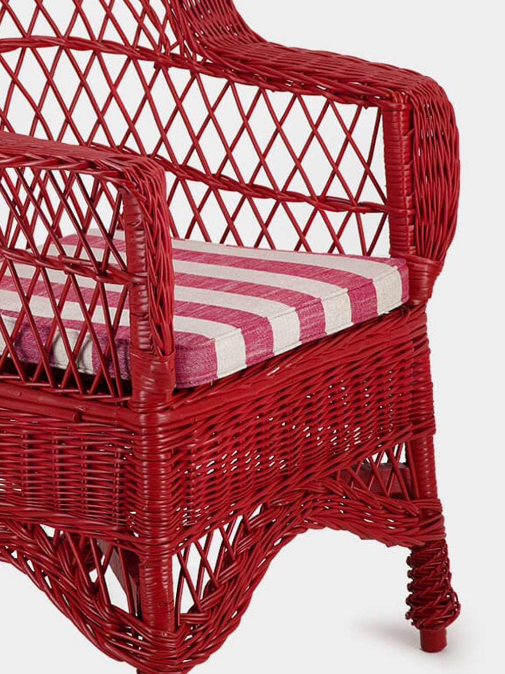 Handmade Furnas Red Wicker Armchair