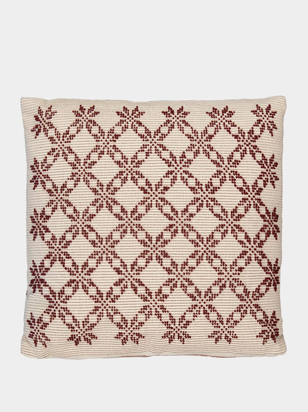 Handmade Carlota Bordeaux Cotton and Linen Cushion