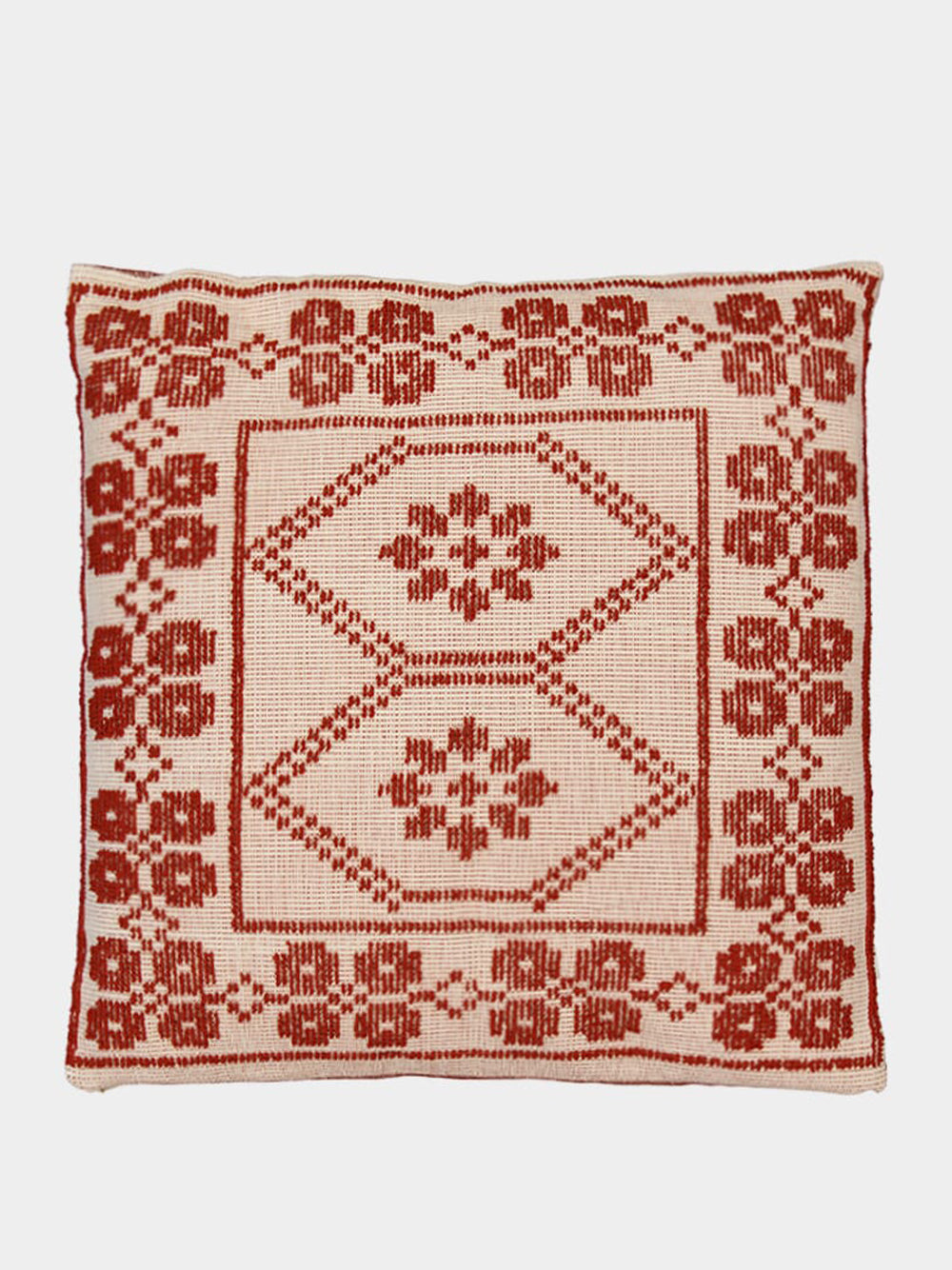 Handmade Inês Brick Cotton and Linen Cushion