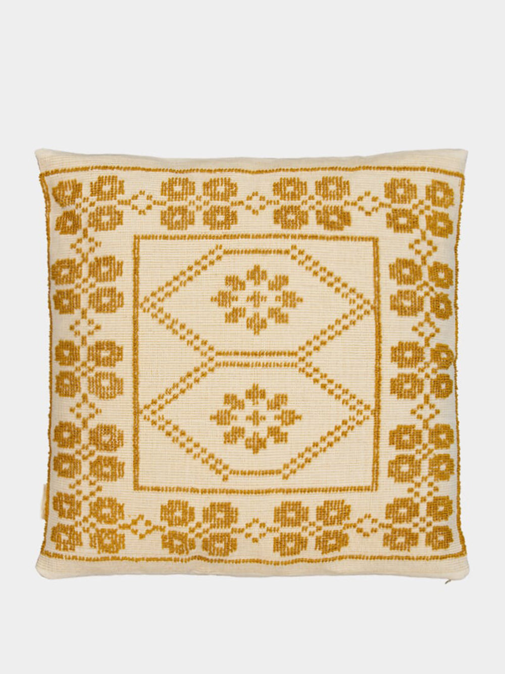 Handmade Inês Yellow Cotton and Linen Cushion