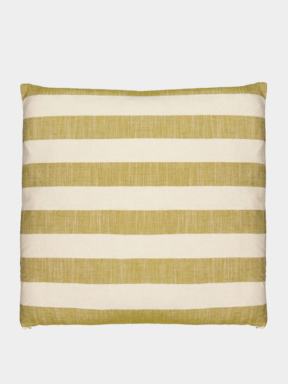 Handmade Mafalda Natural and Yellow Stripes Cotton and Linen Cushion