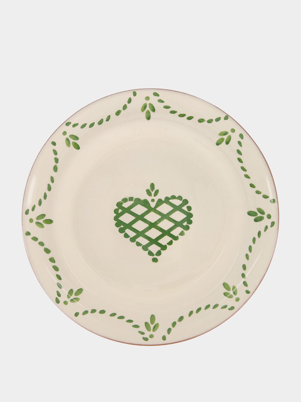 Hand-painted Viana Green Sandstone Dinner Plate