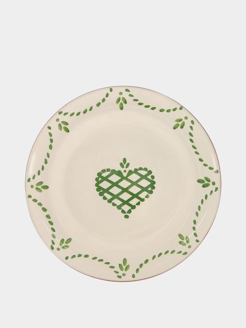 Hand-Painted Viana Green Stoneware Dinner Plate