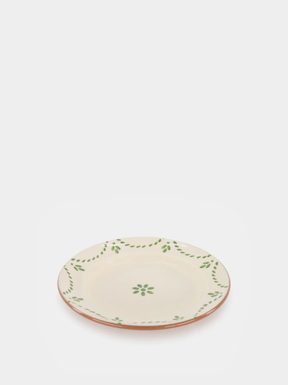 Hand-Painted Viana Green Stoneware Dessert Plate