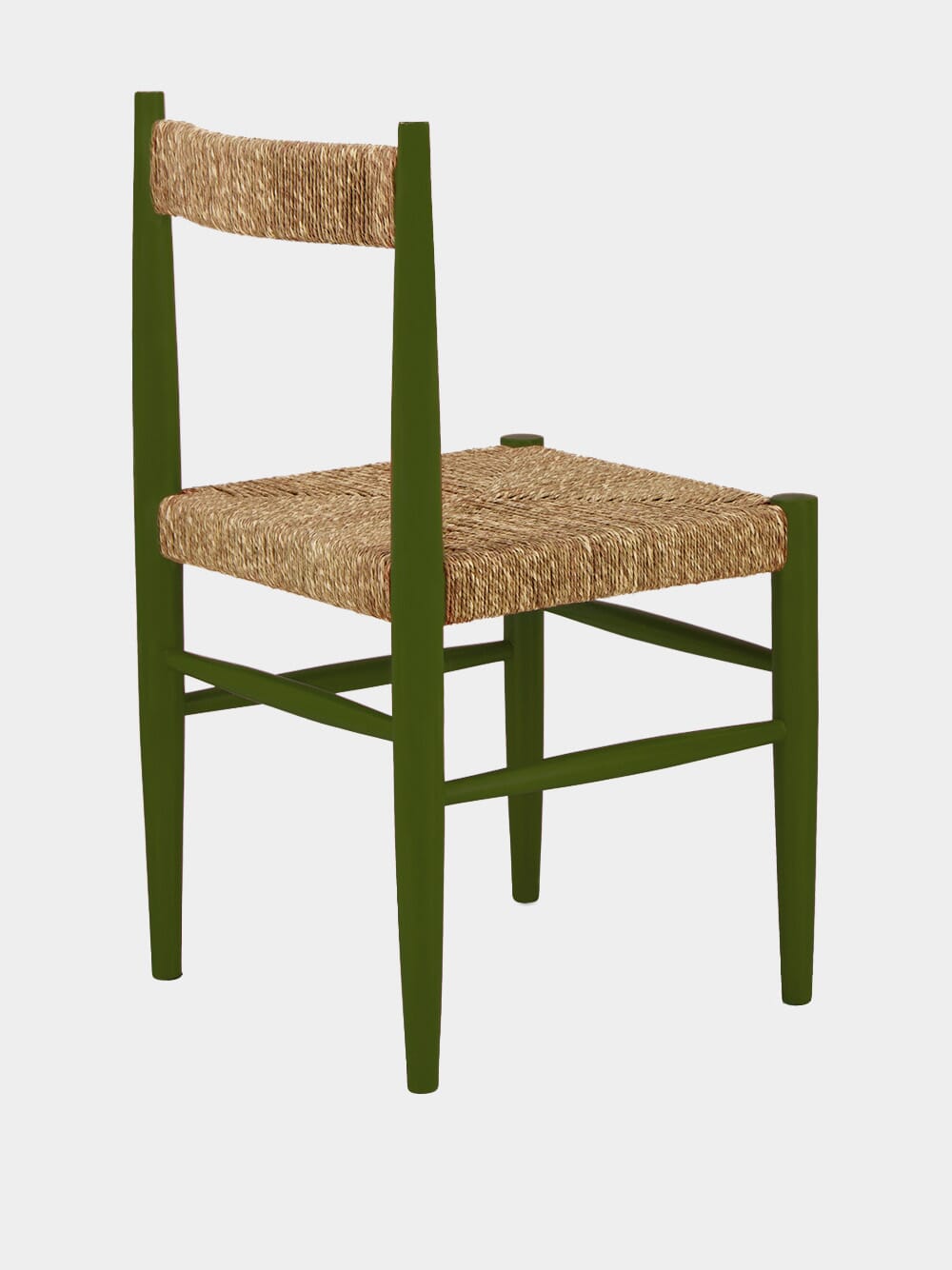 Handmade Francisco Green Wood and Natural Cord Dining Chair