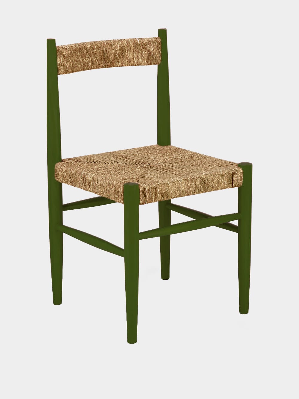 Handmade Francisco Green Wood and Natural Cord Dining Chair