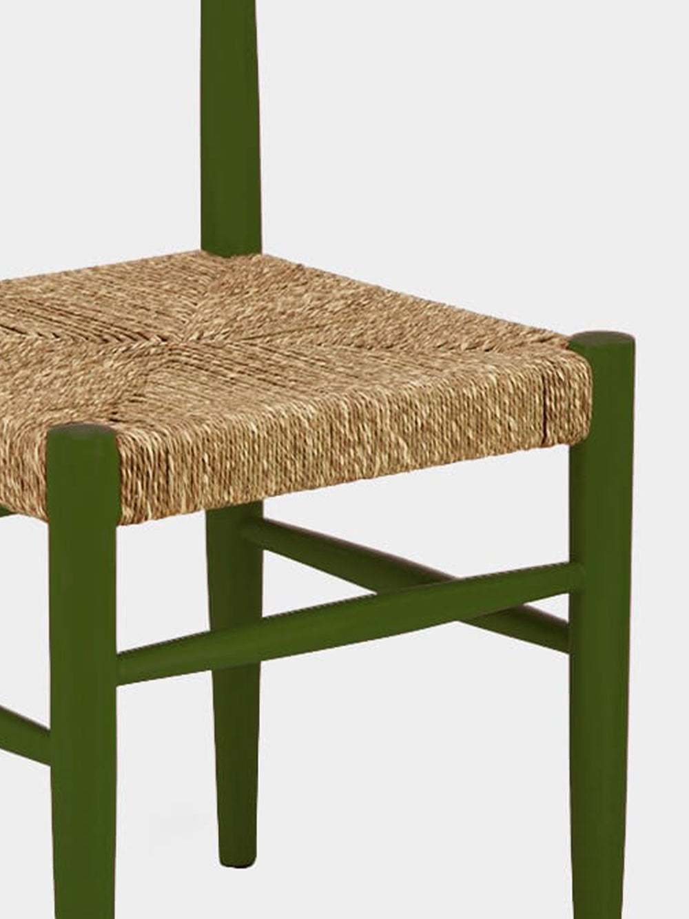 Handmade Francisco Green Wood and Natural Cord Dining Chair