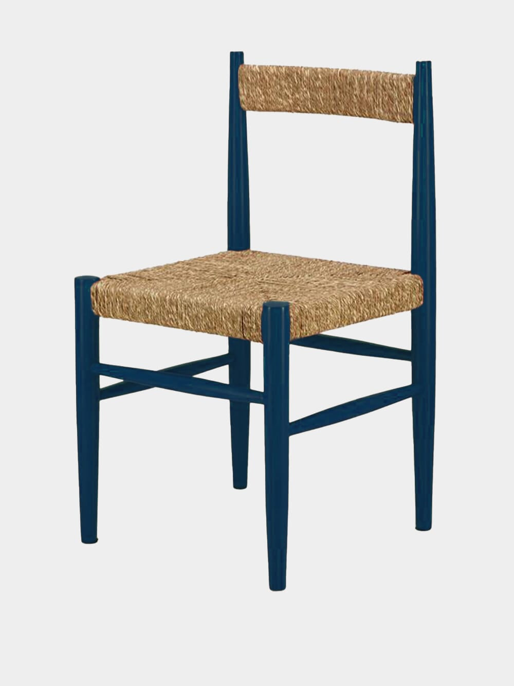 Handmade Francisco Blue Wood and Natural Cord Dining Chair