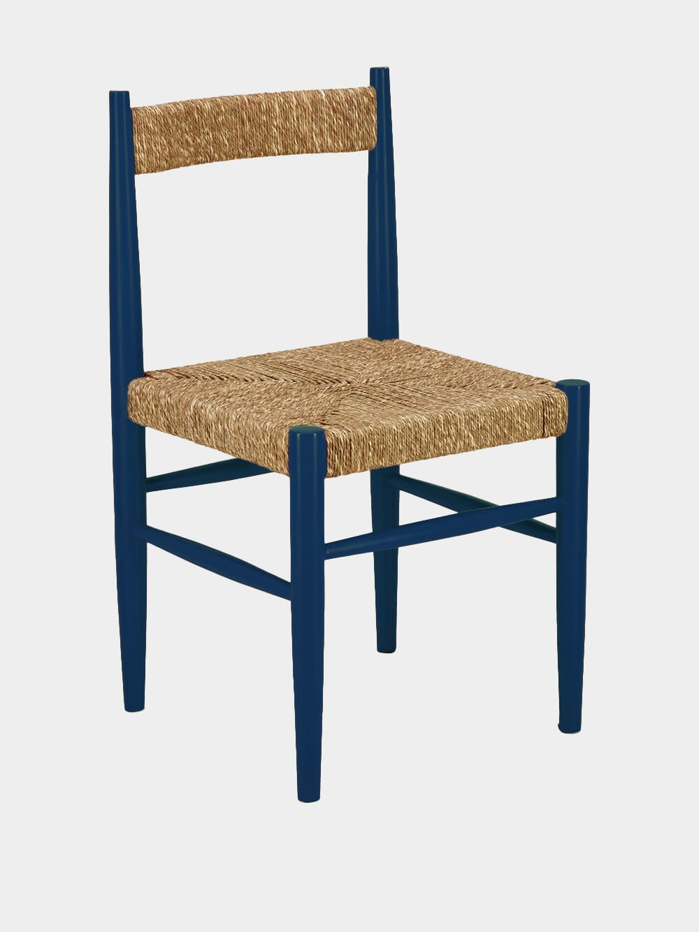 Handmade Francisco Blue Wood and Natural Cord Dining Chair