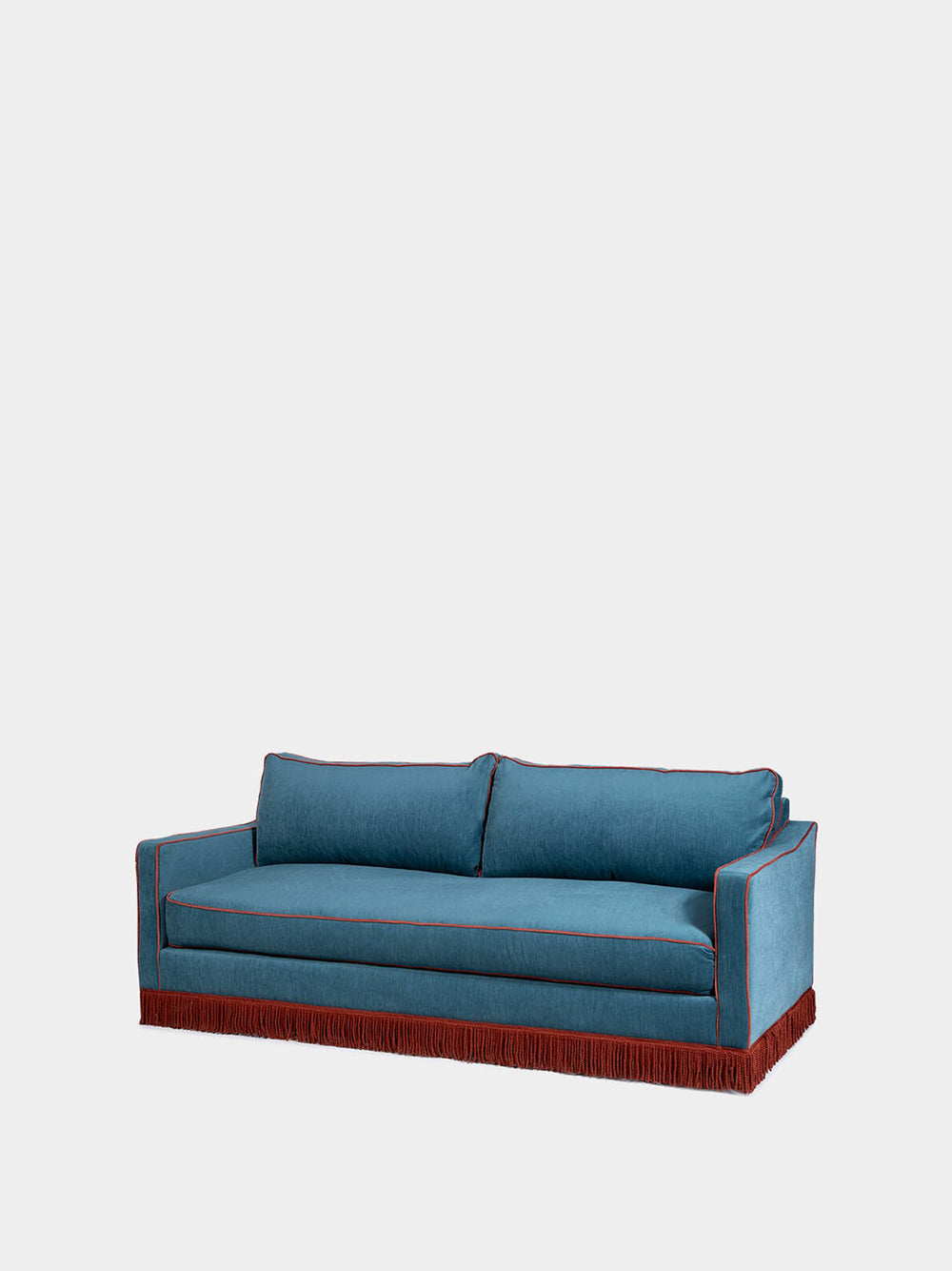 Afonso Blue and Brick Velvet Sofa