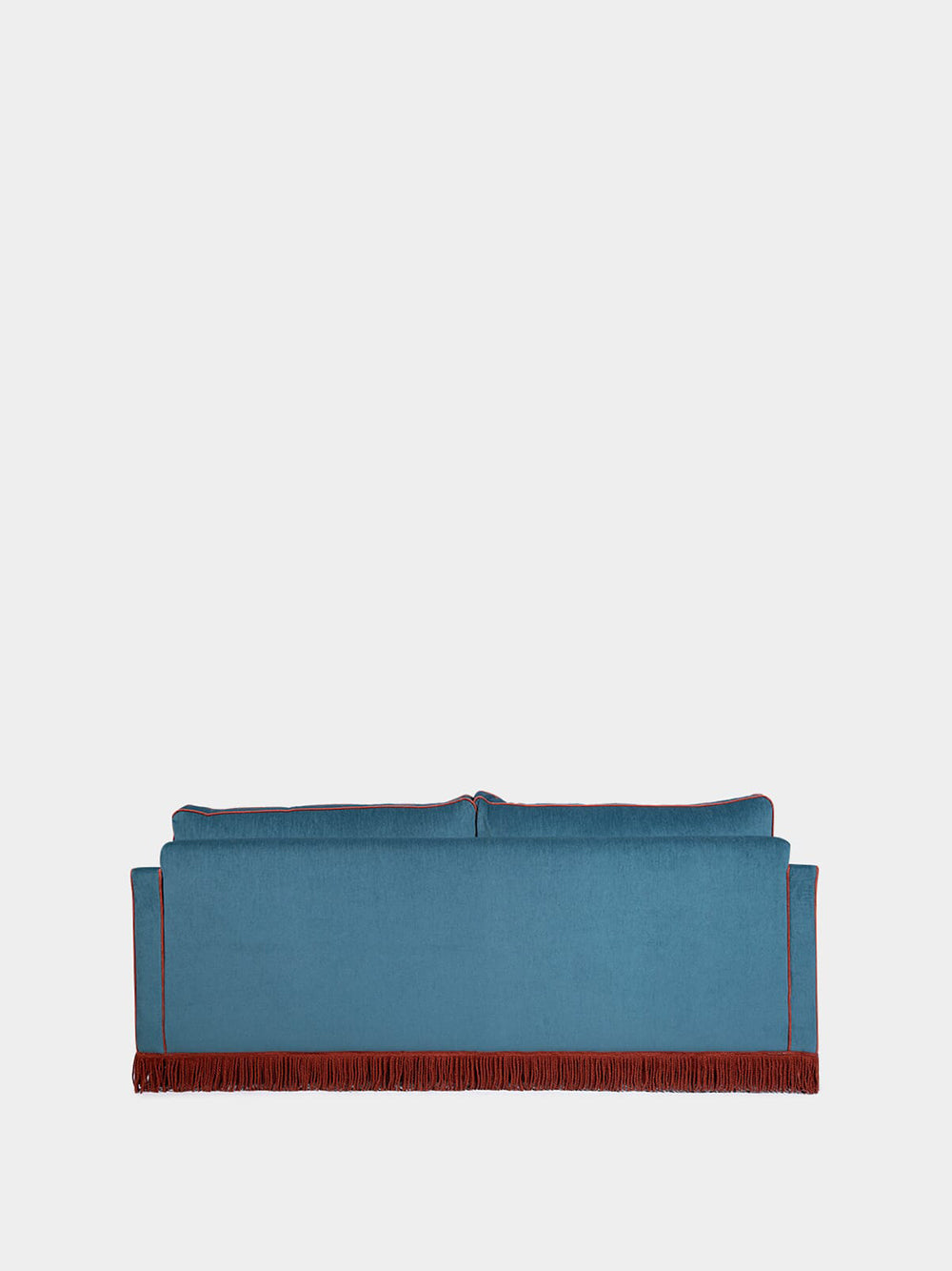 Afonso Blue and Brick Velvet Sofa
