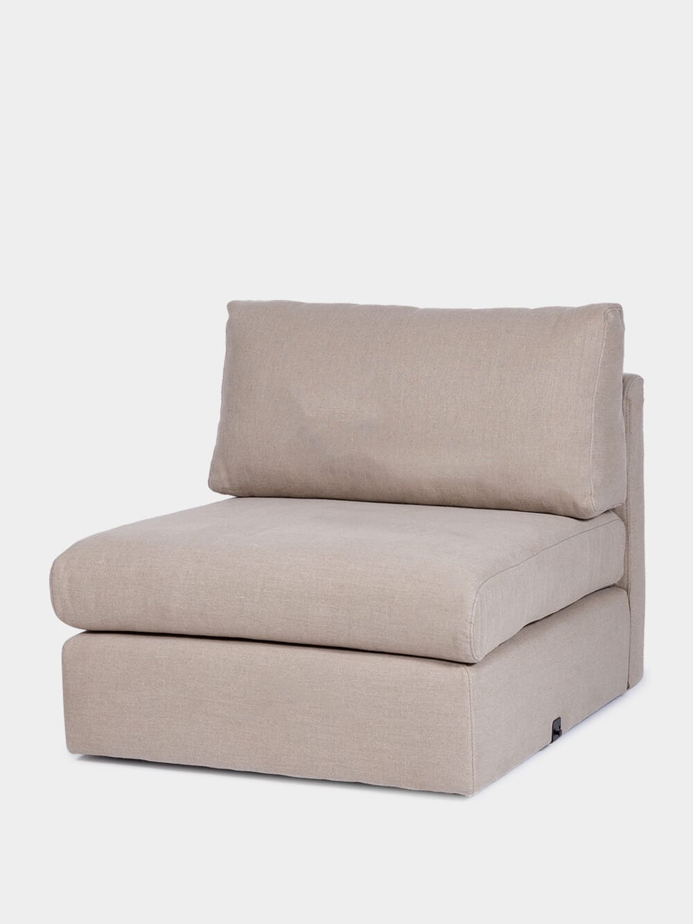 Dinis 1 Seater Wood And Linen Beige Sofa