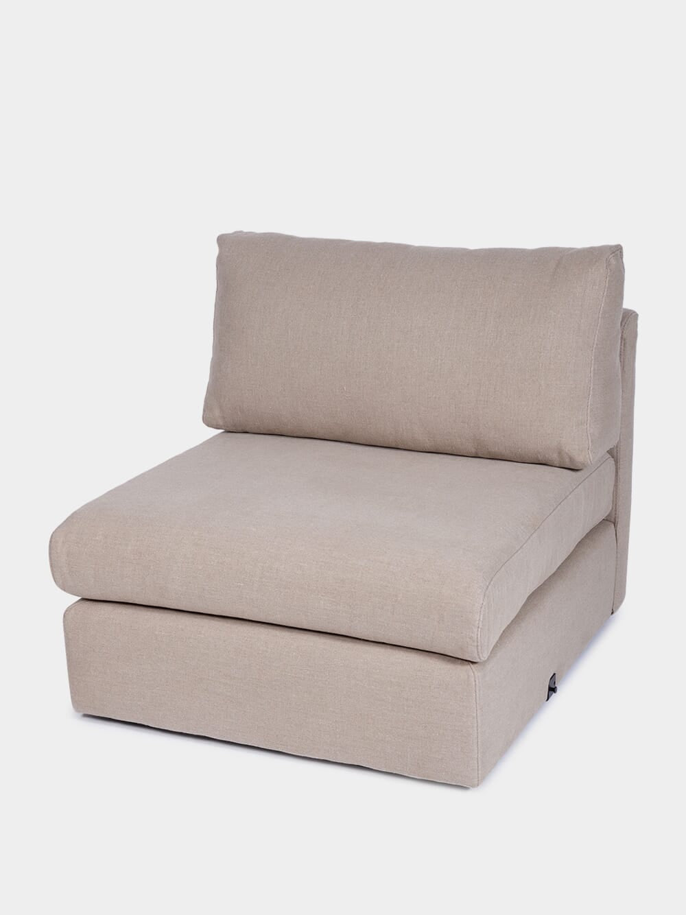 Dinis 1 Seater Wood And Linen Beige Sofa