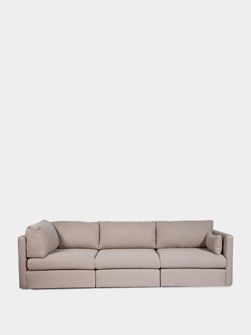 Dinis 1 Seater Wood And Linen Beige Sofa