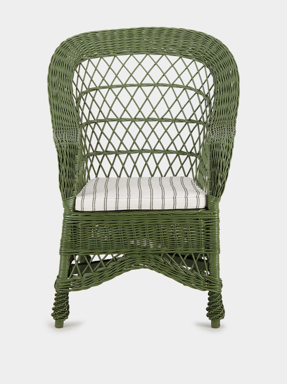 Handmade Furnas Green Wicker Armchair