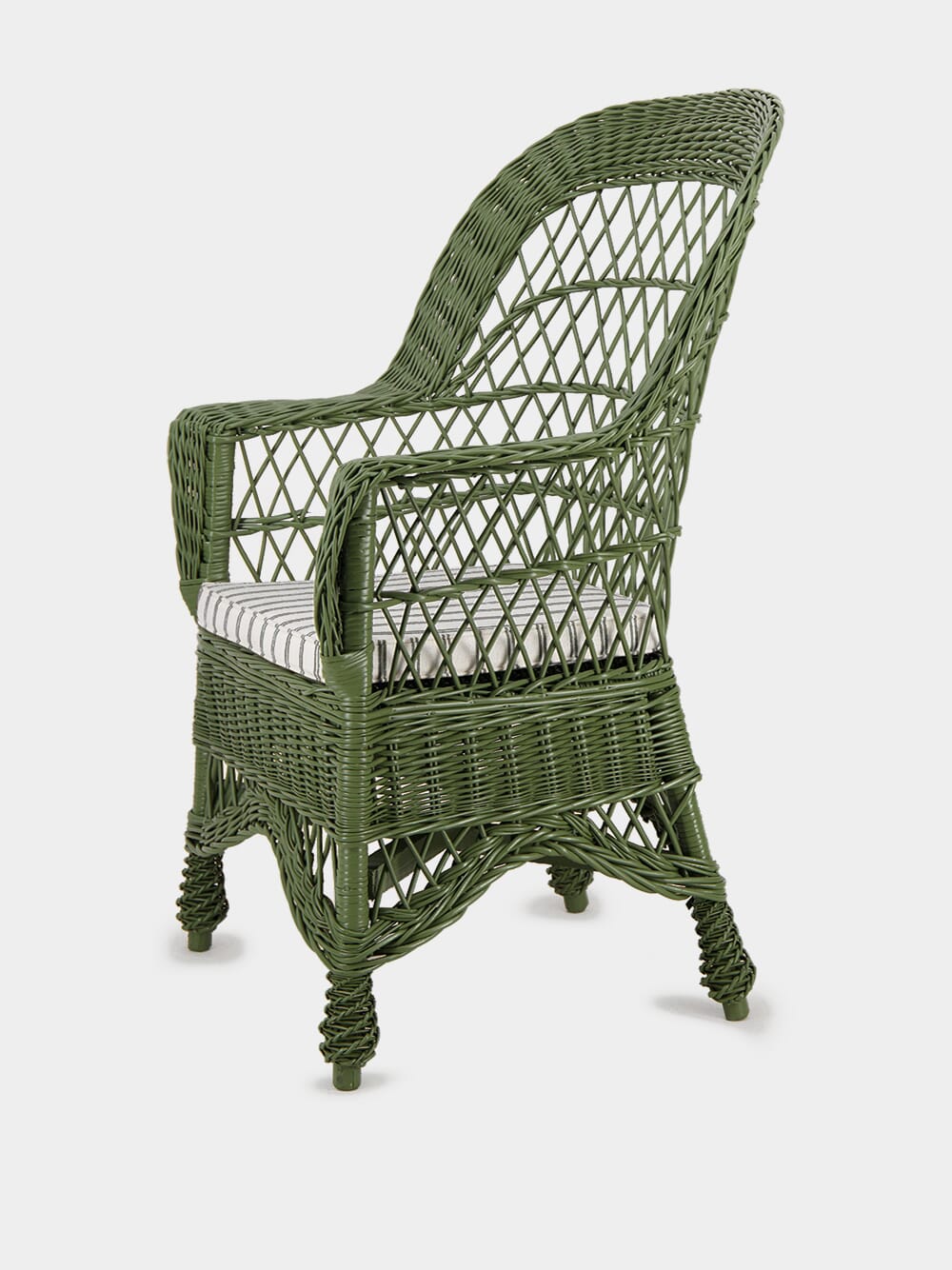 Handmade Furnas Green Wicker Armchair