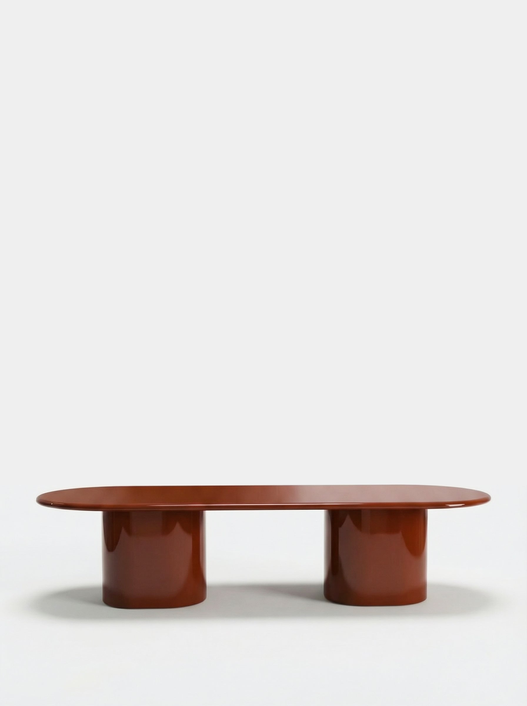 Amendoeira Brick Lacquered Wood Large Dining Table