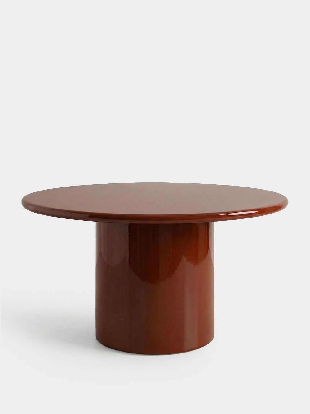 Amendoeira Brick Lacquered Wood Round Dining Table